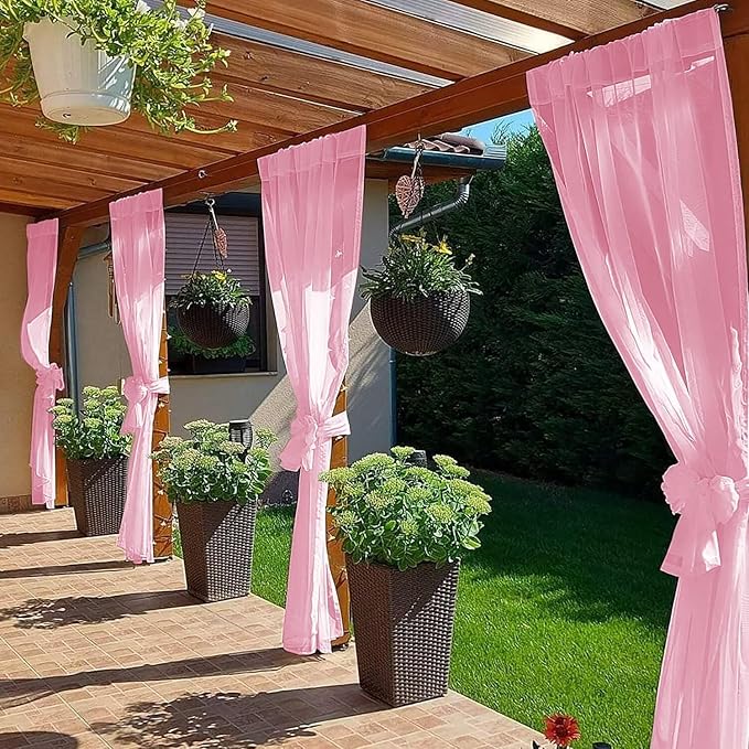 SpaceDresser Waterproof Outdoor Sheer Curtains - Image 4