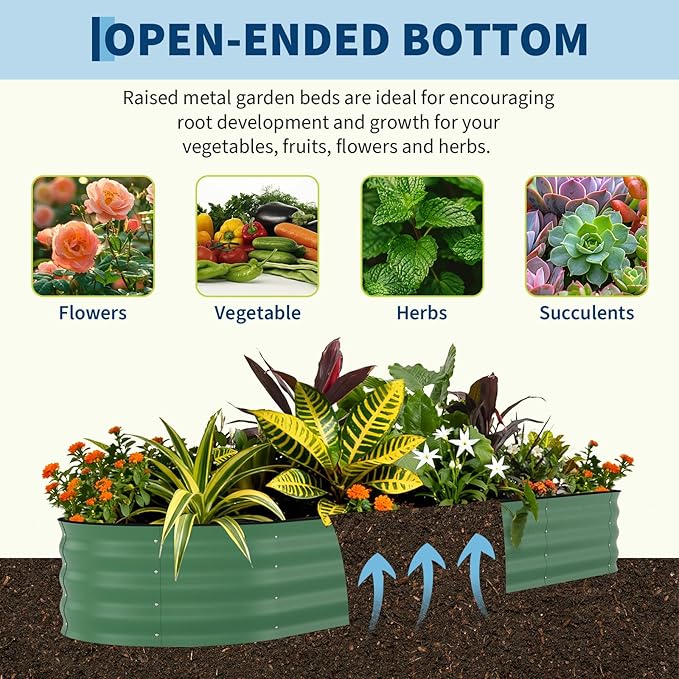 Garvee 4 Pack Galvanized Raised Garden Bed, Rust-Resistant Raised Garden Beds - Image 6
