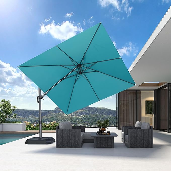 PURPLE LEAF 10' X 10' Left-right Tilting Patio Umbrella Outdoor Cantilever by PURPLELEAF