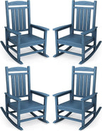 KINGYES Oversized Outdoor Rocking Chair Set of 4, High Density Polyethylene by KINGYES