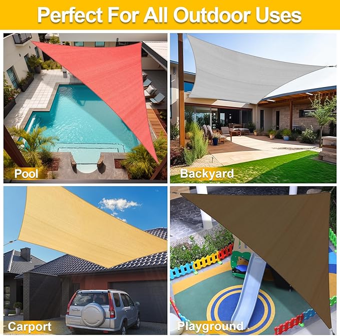 KANAGAWA Sun Shade Sail Curved 16'X20' Cream Rectangle Outdoor Shade Cover UV - Image 5