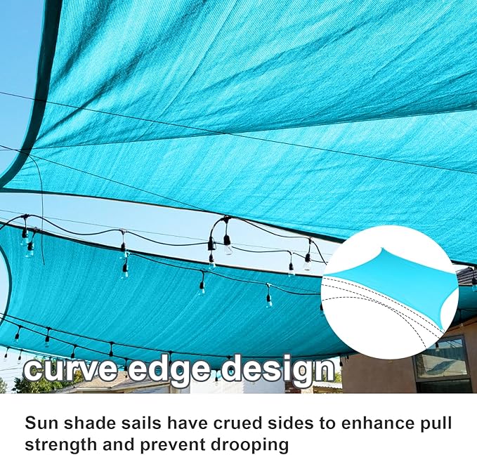 SUNLAX Sun Shade Sail 8' x 10' Turquoise Blue Rectangle Canopy Sail Shade Cover - Image 8