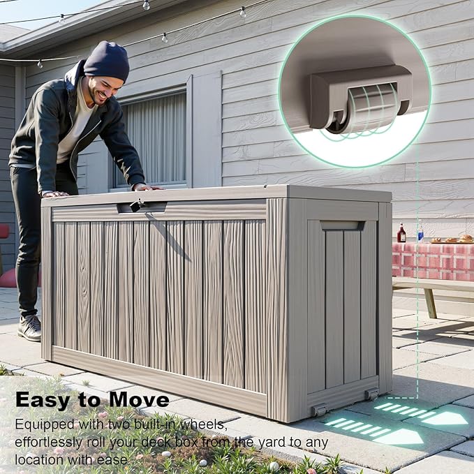 75 Gallon Waterproof Outdoor Storage Box, Resin Deck Box, Lockable Outside - Image 5
