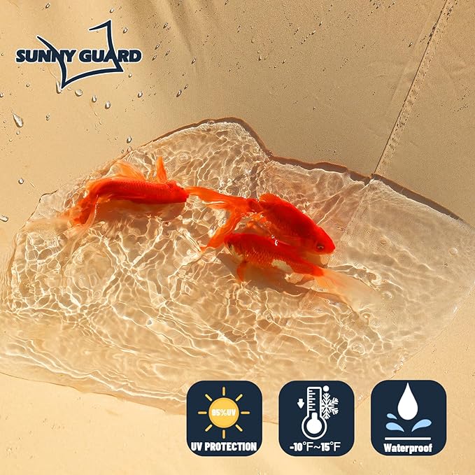 SUNNY GUARD Waterproof Sun Shade Sail 13'x13'x18.4' Sand Right Triangle UV - Image 3