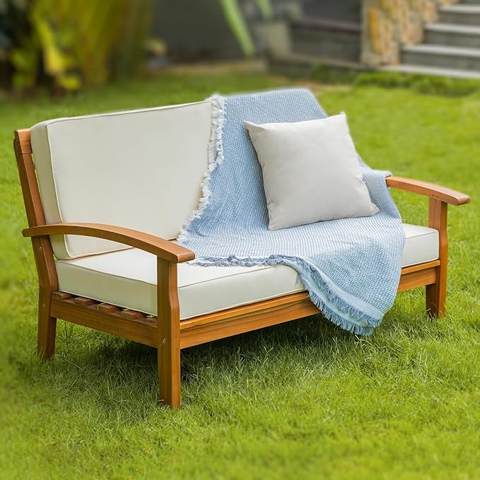 IDZO Laurent 800lbs Capacity Acacia Outdoor Loveseat, FSC Certified 2 Seater by Idzo