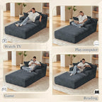 80 Inch Chaise Lounge Chair Indoor, Oversized Corduroy Upholstered Boneless - Image 5