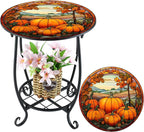 Outdoor Side Table Round Small Mosaic Patio Accent Indoor End Plant Coffee Tea - Image 7