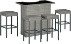 Outsunny 5 Piece Wicker Outdoor Bar Set, High Top Outdoor Table and Chairs by Outsunny