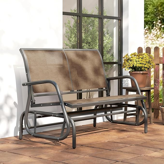 Outsunny 2-Person Outdoor Glider Bench, Patio Double Swing Rocking Chair - Image 9