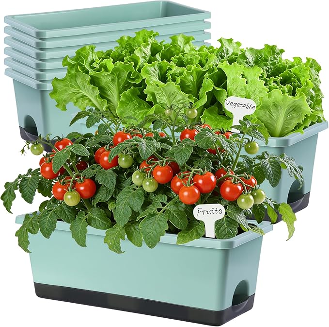 Window Box Planter 8 Pcs, 17 Inches Rectangle Flower Pots by Oliz