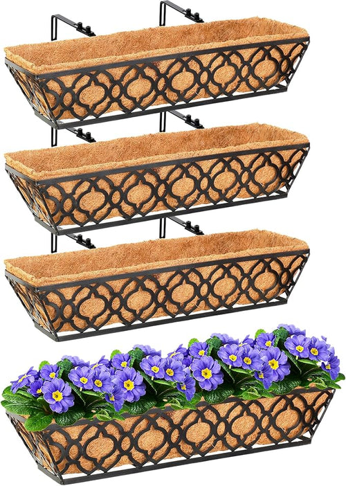 4pcs 24 Inch Window Deck with Coco Liner, Metal Hanging Flower Planter Window by LAWYAMAI