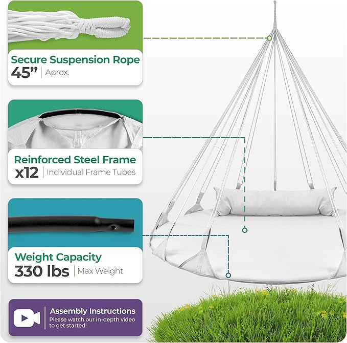 Sorbus 56" Stylish Hanging Swing Nest - Image 5