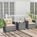 Tangkula 3 Pieces Wicker Patio Furniture Set, Outdoor Rattan Conversation - Image 4