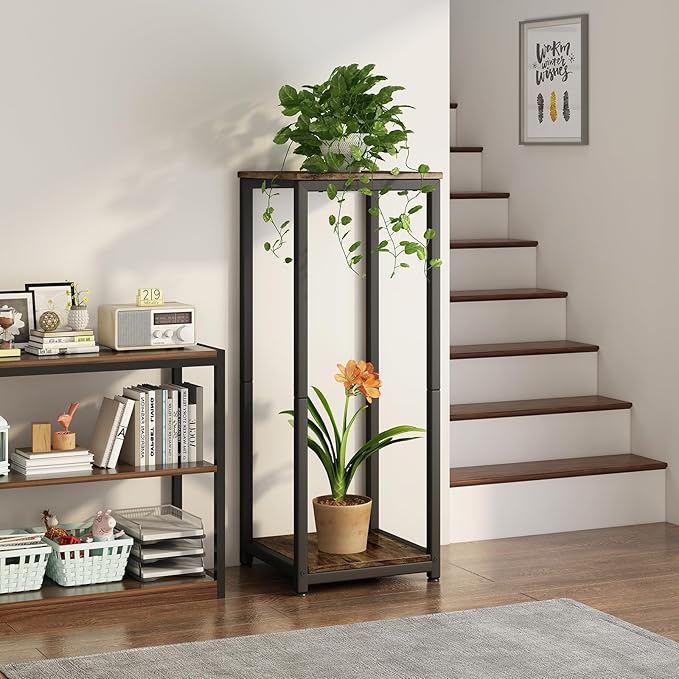 Plant Stand Indoor Corner Tall 2 Tier Metal Modern Flower Storage Plant Shelf - Image 3