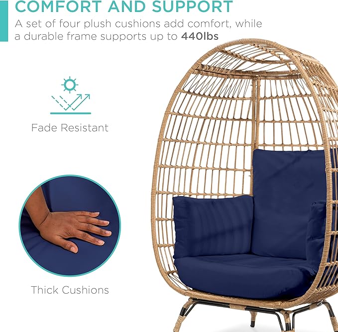 Best Choice Products Wicker Egg Chair, Oversized Indoor Outdoor Lounger - Image 7