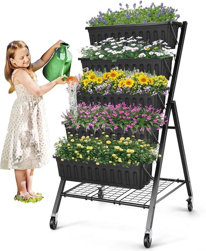 SEJOV 5-Tier Raised Garden Bed, 4FT Vertical Garden Planter by SEJOV