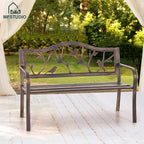 MFSTUDIO 50" Outdoor Garden Bench, Patio Metal Frame Park Bench - Image 2