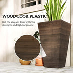 Outsunny Tall Planter for Outdoor Plants Set of 3, 28 Inch Taper Planter - Image 6
