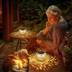 Solar Lanterns Outdoor Waterproof: 2 Pack White Gold Hollow Out Metal Solar - Image 4