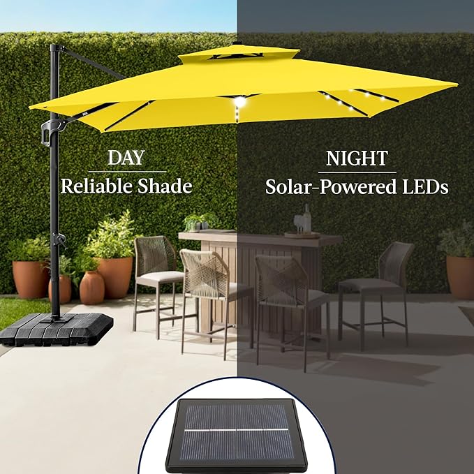 Best Choice Products 12x12ft LED Cantilever Patio Umbrella w/Base Included & - Image 6