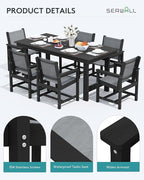 SERWALL 5 Piece Patio Dining Sets, Outdoor HDPE Dining Furniture Set - Image 6
