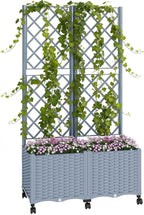 Outsunny Planter Box with Trellis, Self Watering Raised Garden Bed with by Outsunny