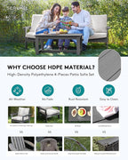 SERWALL HDPE Patio Sofa Set, 4-piece Sectional Outdoor Furniture Set, All - Image 3