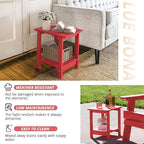 LUE BONA Adirondack Outdoor Side Table, 2-Tier Bright Red HDPS Patio End Table - Image 7