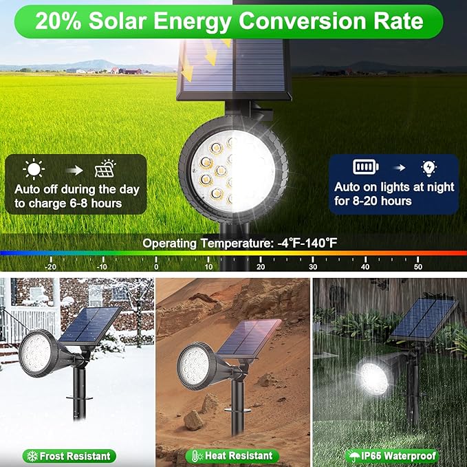 Solar Lights Outdoor Waterproof IP65 180° Adjustable Solar Powered Landscape - Image 4