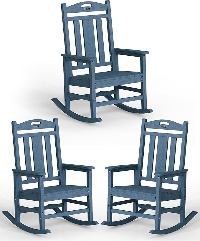 Ciokea Oversized Outdoor Rocking Chairs Set of 3, 380lbs Heavy-Duty Large Patio by CIOKEA