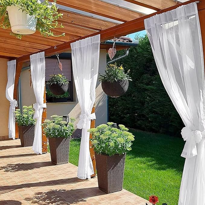 SpaceDresser Waterproof Outdoor Sheer Curtains - Image 4