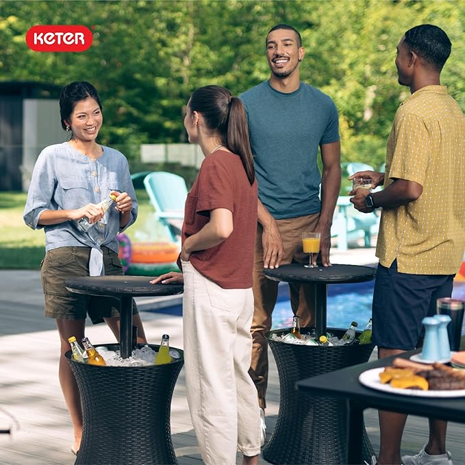 Keter Pacific Cool Bar Outdoor Patio Furniture and Hot Tub Side Table - Image 12