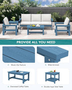SERWALL HDPE Patio Furniture Set, 7-piece Outdoor Sectional Sofa Set, All - Image 5
