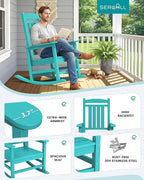 SERWALL HDPE Outdoor Rocking Chair Set of 4, Patio Rocking Chairs, All-Weather - Image 7
