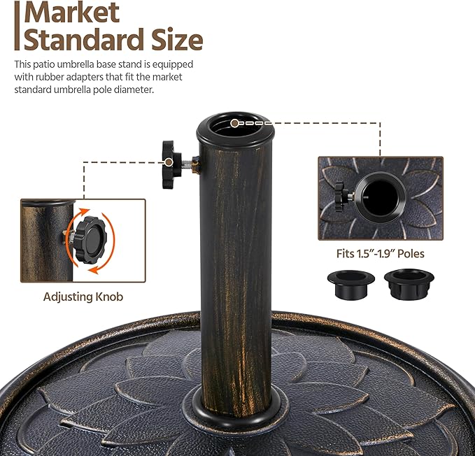 Yaheetech 18'' Patio Umbrella Base 26.5lbs Heavy Duty Antiqued Outdoor Market - Image 4