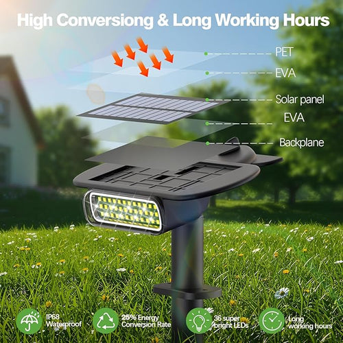 4 Pack Solar Spot Lights Outdoor Waterproof IP68, Auto On/Off Bright Solar - Image 2