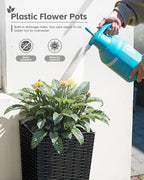 Greesum 24 Inch Tall Plastic Planters, Detachable Inner Pot & Drainage Holes - Image 3
