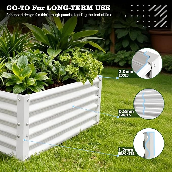 A ANLEOLIFE 6X3X1.5 ft Galvanized Raised Garden Beds Outdoor, Rectangular Metal - Image 5