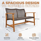 Idzo Harmonie 800lbs Capacity Outdoor Loveseat Furniture, FSC Certified Acacia - Image 2