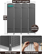 Sorbus 4 Panel Room Divider 6 ft. Tall - Image 5