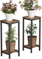 Homeiju 2-Pack Plant Stand Indoor, 2 Tier Wood Corner Plant Stand, Modern by Homeiju