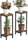 Homeiju Plant Stand Indoor, 2 Tier Wood Corner Plant Stand, Modern Square Plant by Homeiju