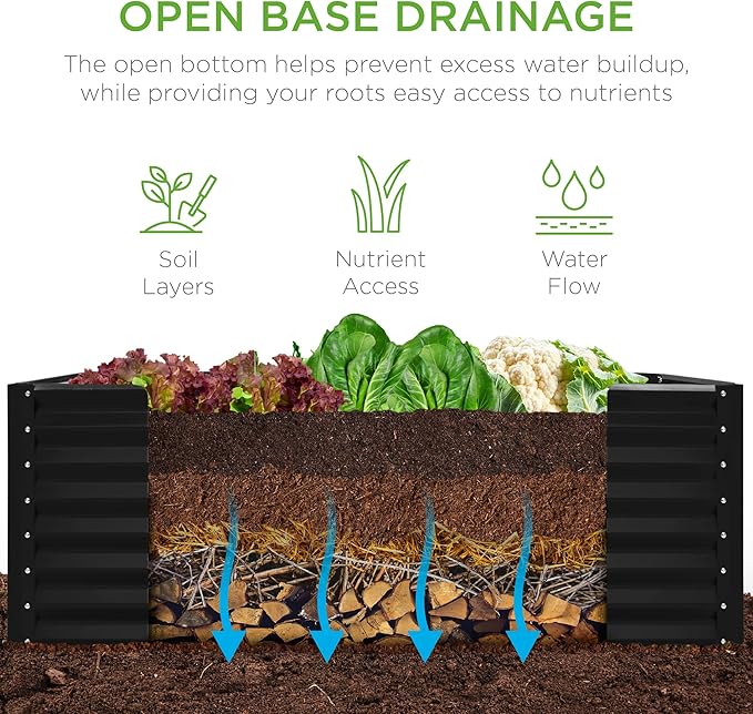 Best Choice Products 4x2x2ft Outdoor Metal Raised Garden Bed, Deep Root Box - Image 5