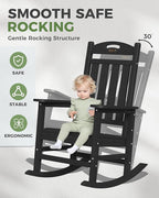 Oversized Outdoor Rocking Chairs Set of 4, High Back Porch Rocker Chair - Image 4