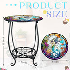 Outdoor Side Table Round Small Mosaic Patio Accent Indoor End Plant Coffee Tea - Image 3