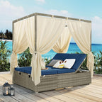 Patio Chaise Lounge, PE Rattan Outdoor Patio Wicker Adjustable Outdoor Sun Bed by HarperBrightDesigns
