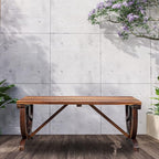VINGLI Rustic Wooden Wheel Bench Outdoor Bench, Patio Bench Wagon Slatted Seat - Image 7
