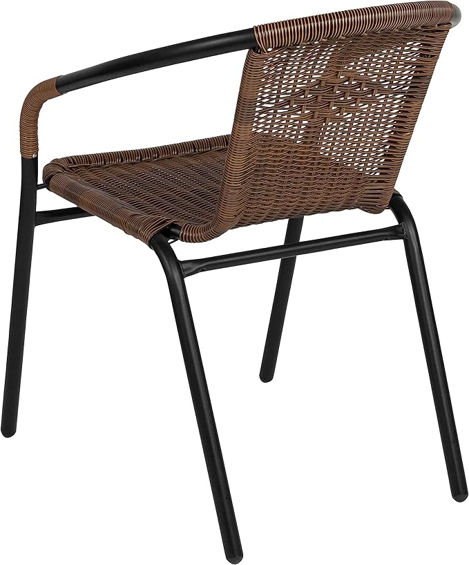 EMMA + OLIVER Set of 4 Modern Rattan Indoor/Outdoor Stack Chairs, Stacking - Image 9