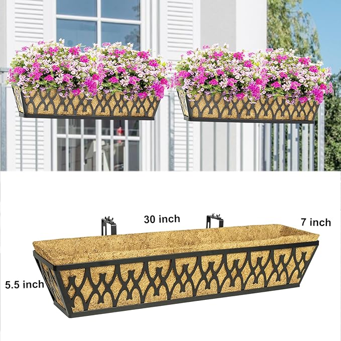 4 Pack 30 Inch Window Boxes Planters Railing Planter Box - Image 6