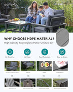 SERWALL HDPE Patio Conversation Set, 6-piece Sectional Outdoor Furniture Set - Image 3